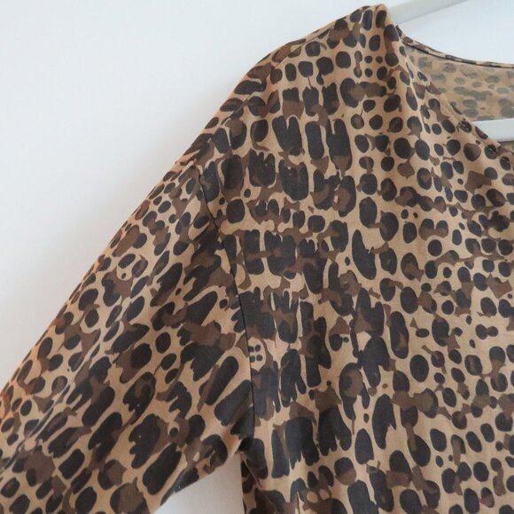 MAJESTIC FILATURES Soft Touch Long Sleeve Crewneck T Shirt Leopard Print Sz 2 - Picture 6 of 12